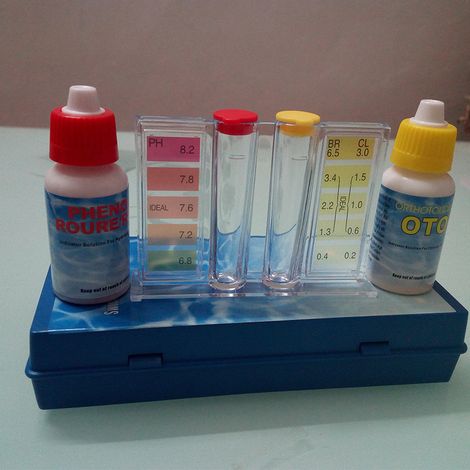 Kit de análisis de agua para piscinas: caja de prueba de IA, reactivo para prueba de pH, caja de prueba de cloro residual, caja de prueba ácido-base (un kit de análisis de agua). (1/5)