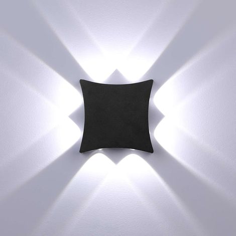 Applique Murale LED Extérieur Intérieur Applique Murale 8W Étanche IP65 Applique Murale Noir Éclairage Mural pour Salle de Bain Couloir Chambre d'Enfant Escalier Salon Chambre Blanc Froid (1/5)