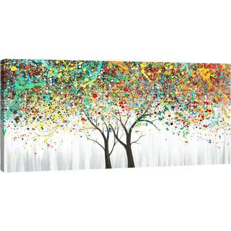 Quadro su Tela Albero Fiorito Astratto Moderno 120x50cm (1/5)