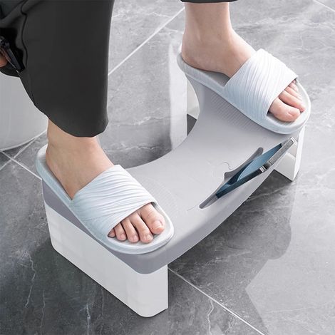 Tabouret Pour Toilette - Hauteur 16 Cm - Design Courbé - Antidérapant - Pliable Et Empilable - Pour Adultes Et Enfants - 1 Pièce (1/5)