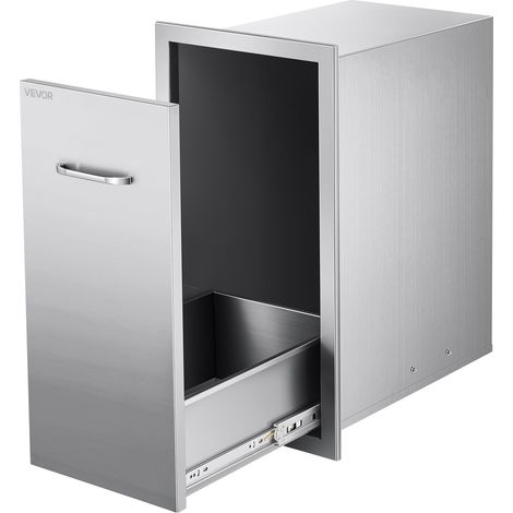 VEVOR Cajón de Basura para Cocina Exterior, Barbacoa e Islas de Cocina, 344 x 498 x 655 mm, Almacenamiento Interior, de Acero Inoxidable, para Bombonas de Gas Propano, Carga Máxima 25 kg, Plata