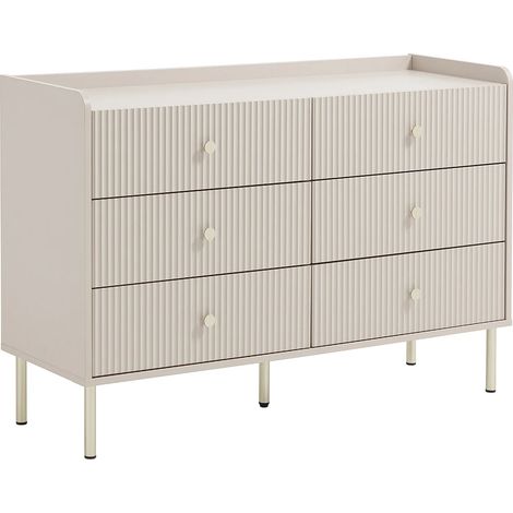 Comò 6 cassetti Beige e dorato - LUNAOR (1/5)