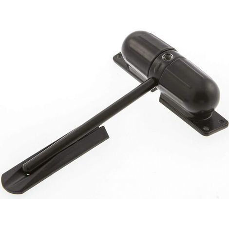 [NEVER USED] Automatic door closer, black, surface-mounted, spring-loaded door closer, 1/2 hour fire protection
