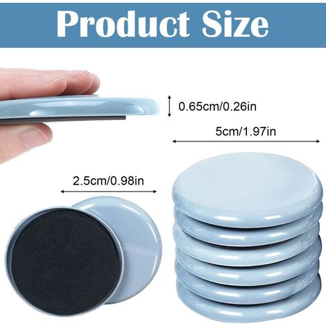 Patins pour meubles, lot de 16, patins ronds auto-adhésifs pour pieds de chaise, pour moquette, tapis et surfaces dures, pour le déménagement de meubles, patins pour moquette (25 mm, 50 mm) (1/5)