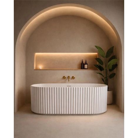 Vasca 170x80 Jeorgia freestanding in acrilico cannettato bianco opaco