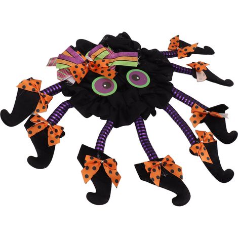 Couronne d'Halloween effrayante et originale avec une araignée à plusieurs pattes, guirlande décorative pour porte ou mur, fête (1/5)