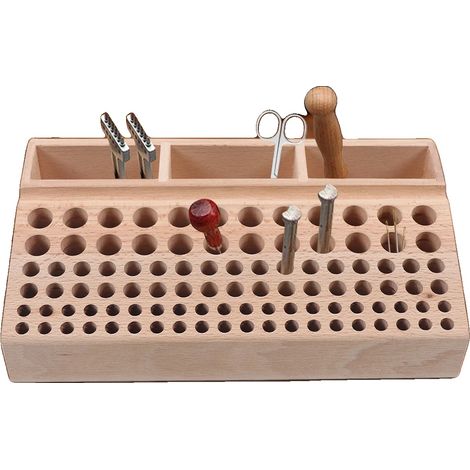 Porte-outils de cuir, bois de hêtre, 98 trous, 3 fentes, design gain de place, apparence élégante (1/5)