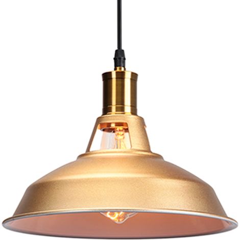 Stoex – Lustre suspension industrielle vintage E27 LED – Abat-jour doré ajustable – Pour cuisine, salle à manger, salon, chambre, restaurant (1/5)