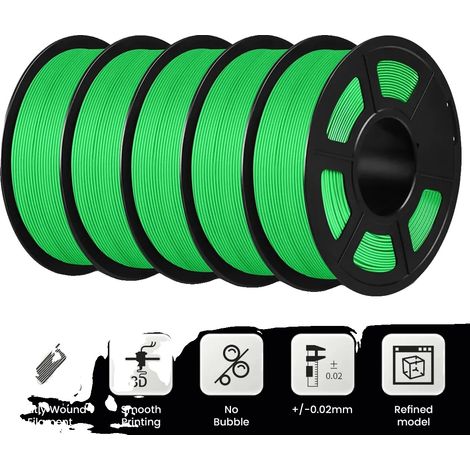 Filament PLA, Écologique, Haute Compatibilité, MATTE Vert 5Roll (1/2)
