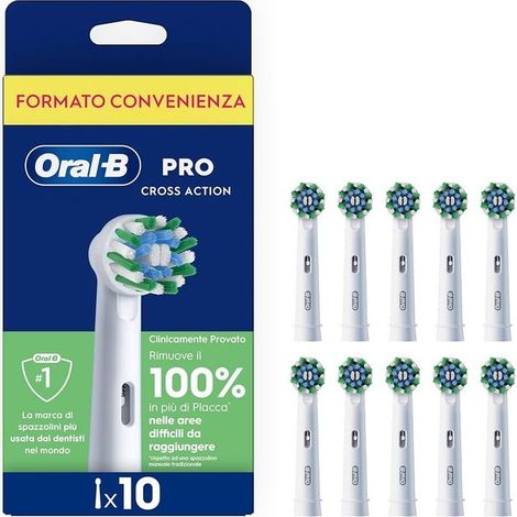 Oral-B Pro Cross Action Testine Di Ricambio Per Spazzolino Elettrico - Bianco - 10 Pezzi