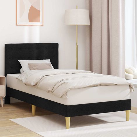 Estructura de cama con cabecera Negro 90 x 190 cm Tela (1/5)