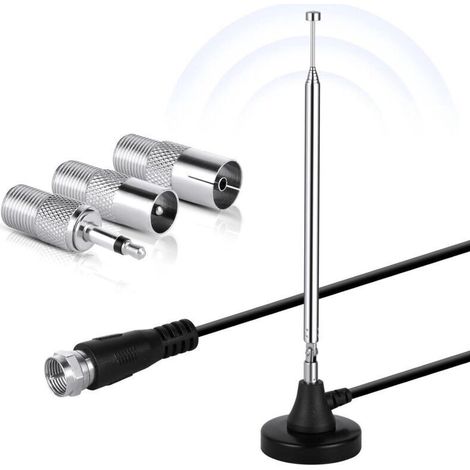3 m lange DAB-Radioantenne für den Innenbereich von HiFi-Anlagen – Teleskop-FM-Antenne mit Magnetfuß für Stereo-Verstärker und Heimkino-Empfang