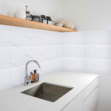 White 10pcs Self Stick Marble Wall Sticker (1/5)