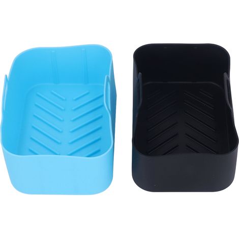 Lot de 2 paniers de rechange antiadhésifs en silicone pour friteuse Ninja DZ201 Foodi 8QT (bleu et noir). (1/5)