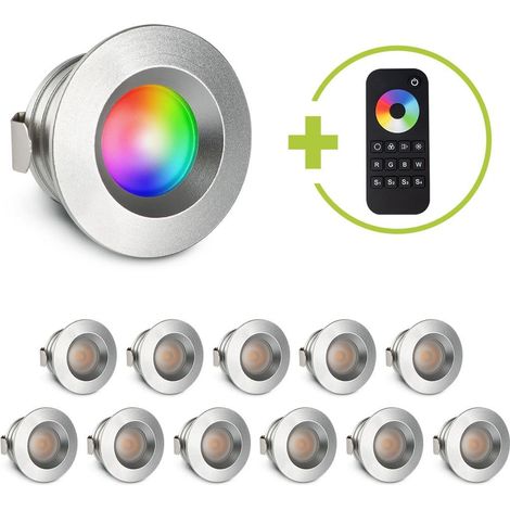 Einbaustrahler Mini flach Torino 3W RGBW IP44 - Farbe: silber - Anzahl: 12x