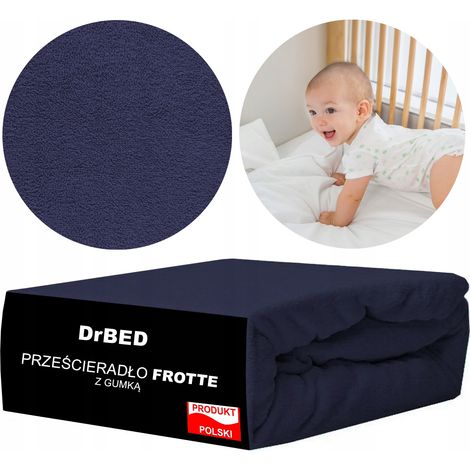 Lenzuolo con angoli per culla 60x120 in spugna, blu navy, polacco (1/3)