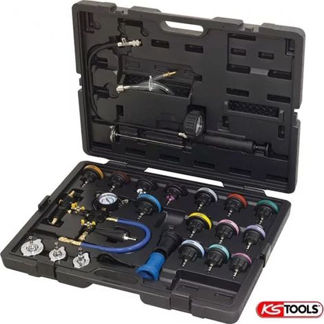 Kstools – Kit de diagnostic de système de refroidissement 24 pièces – Contrôle étanchéité 0-2,5 bar – Détection rapide des fuites – Compatible tous véhicules (1/3)