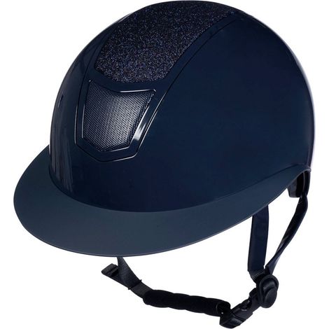 56-58 cm, Marineblau 6900: Reithelm mit Strasssteinen homologiert VG1 Modell Shiny Diamond (1/3)