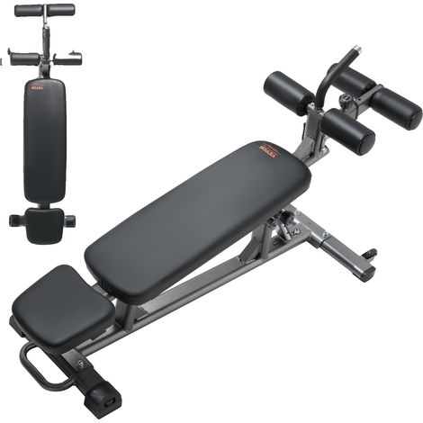Banco de abdominales Vevor, banco de pesas curvo inclinado con asa para abdominales inversos, con 6 ajustes de altura regulables, acero resistente, capacidad (1/2)