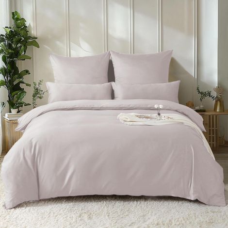 Satin Bettwäsche Set 135x200 Baumwolle 4tlg. Staubrosa