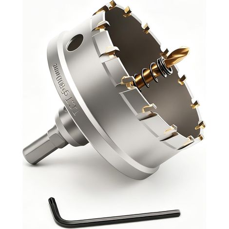 Scie cloche 80 mm en carbure de tungstène avec foret pilote revêtu de titane pour alliages, aluminium, acier inoxydable, plastique, fer (1/5)
