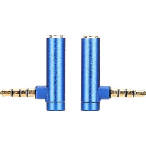 Adaptateur coudé mâle vers femelle 3,5 mm, 2 pièces, câble jack stéréo pour casque, bleu. (1/4)