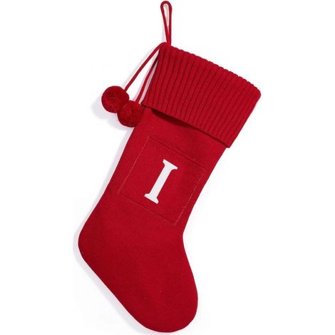 Chaussette De Noël En Laine Tricotée - Lettre Personnalisable A À Z - Décoration De Sapin Et Cheminée - 1 Pièce (1/5)