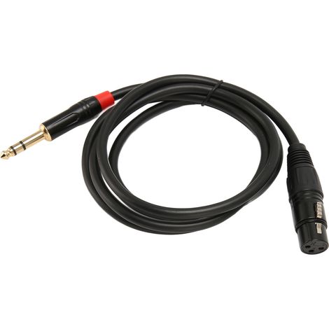 Câble XLR femelle vers jack 6,35 mm à faible bruit et sans interférences pour microphone et table de mixage (1,5 m). (1/5)