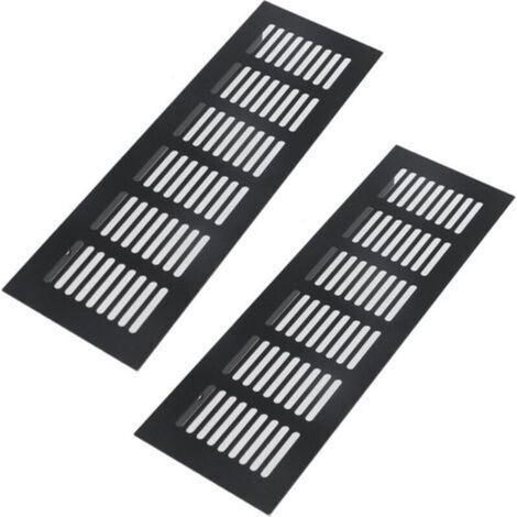 Grilles de ventilation pour sols, armoires, murs et plafonds - Grilles robustes en aluminium antirouille, lot de 2, noires, profil 80250 mm