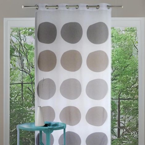 Voilage à motif de gros pois Beige 135x240 cm