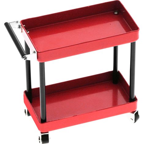 Mini chariot de rangement d'outils à 2 niveaux pour atelier mobile, garage et accessoires de réparation RC pour modèles réduits à l'échelle 1/8, 1/10, 1/12 et 1/16, grande taille, Rouge (1/5)