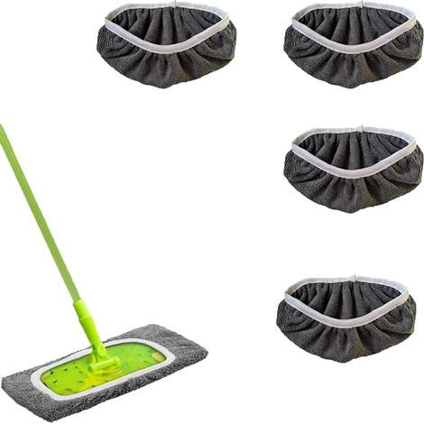 4 Pièces Chiffons De Serpillière Microfibre, Serpillière Recharge Balai Vapeur, Lavables Mop De Chiffons De Rechange en Microfibre, Vadrouille Lavables Réutilisables pour Sols Carrelages (1/5)