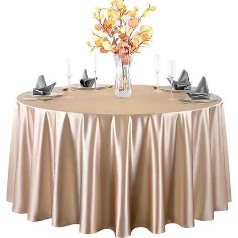Nappe ronde en satin 220 cm Brun clair, brillante, réutilisable