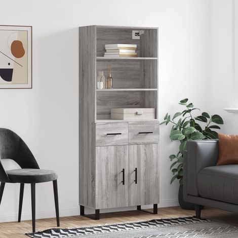 Highboard Grau Sonoma 69,5x34x180 cm Holzwerkstoff