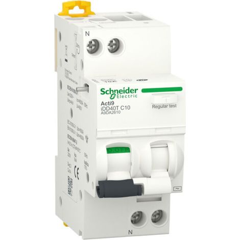disjoncteur différentiel - idd40t - 1p+n - 16a - courbe c - 300 ma - type ac - 6 ka - a9da6616