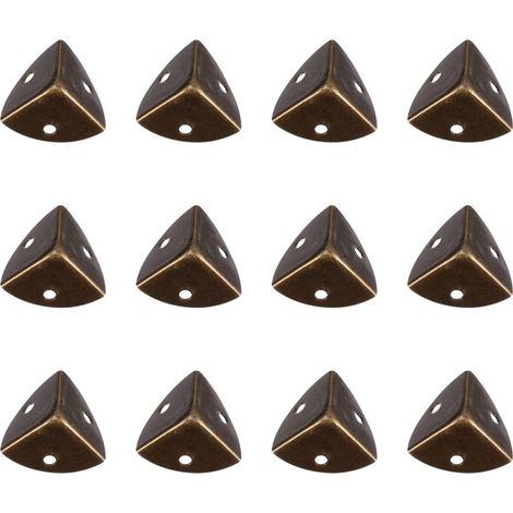 Protections D’Angle pour Meubles en Fer Marron, Lot de 12 Pièces Forme Triangulaire à Trois Côtés, Style Vintage Décoratif, pour Boîte en Bois et Pot Carré (1/5)