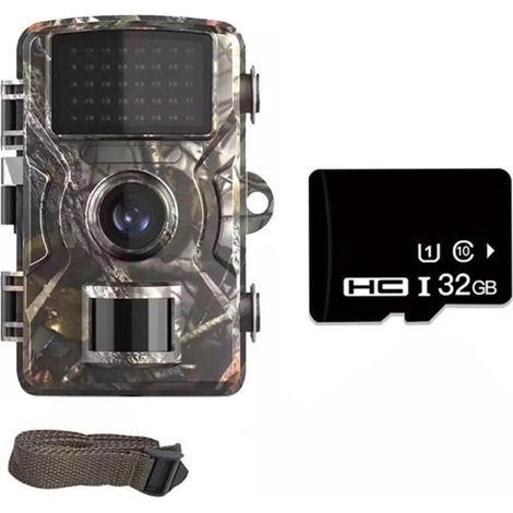 Caméra Faune Sauvage Caméra De Piste Chasse 16mp 1080p Repérage La Faune avec Capteur Mouvement Vision Nocturne 12m Ip66 Étanche Fiable Précise(with 32GB Card) (1/5)