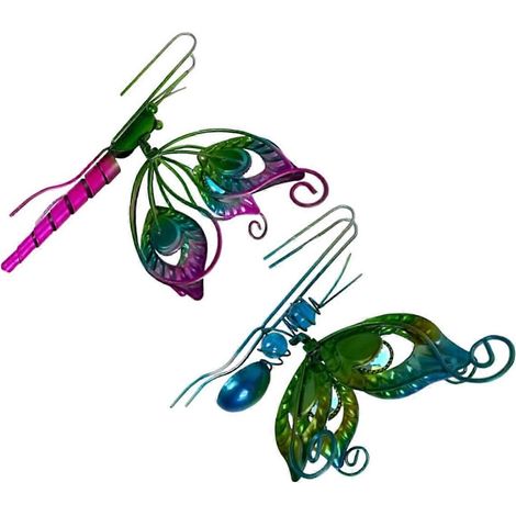 Lot de 2 figurines papillons pour pots de fleurs, idéales pour la décoration de jardin ou de balcon. (1/5)