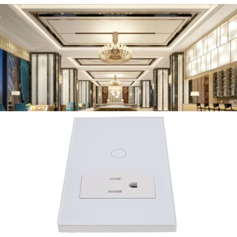 [Interruptor inteligente] Interruptor Wi-Fi con toma de corriente de 3 orificios y control por aplicación – Cristal templado/PC, 12 x 7 x 4 cm (1/5)