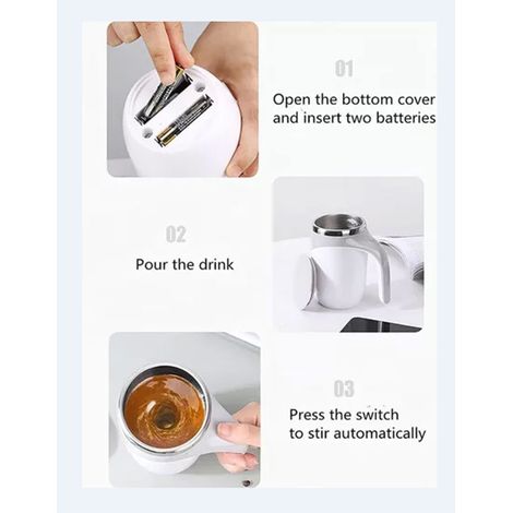 Tragbarer magnetischer Kaffeebecher, 380 ml, vollautomatisch, Edelstahl, ideal für Eilige. Farbe: Weiß. (1/5)