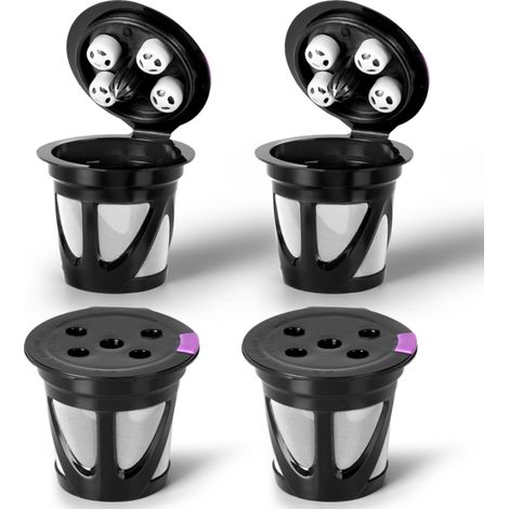 Filtro de café, embudo de filtro de café con forma de concha, taza de filtro, negro, juego de 4 (1/5)