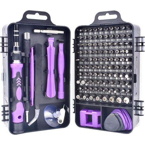 Jeu de tournevis 115 en 1, ordinateur de précision, téléphone intelligent, kit d'outils à main de réparation de montre, avec sac portable(Violet),Ensemble De Tournevis (1/4)