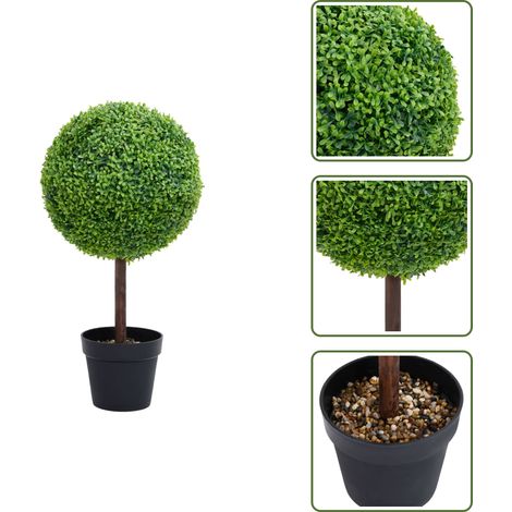 The Living Store Planta de boj artificial forma de bola con maceta verde 50 cm - Planta de boj