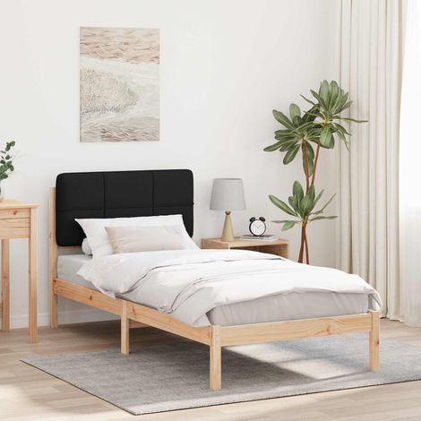 Estructura de Cama con Cabecera Tapizada Negro 75 x 190 cm