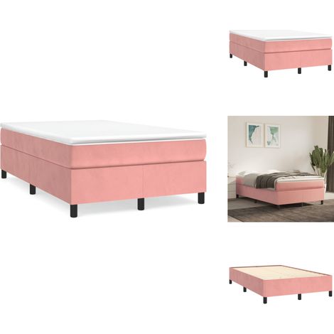 Sommier à lattes de lit avec matelas rose 120x190 cm velours - Lit Tapissier - Lit Double - Lit Rose - Matelas Velours - Literie Chambre (1/5)