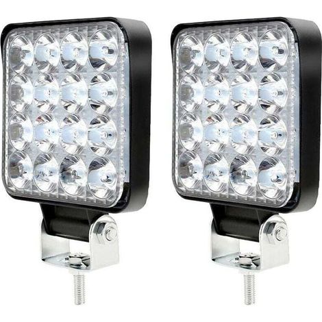 Lampe de Travail LED 12V 48W 6500K IP67 Étanche Haute Résistance pour Tracteur Camion Moto Bateau SUV 2 Pièces