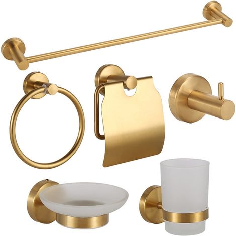 Lot de 6 porte-serviettes en acier inoxydable, porte-serviettes, porte-papier toilette, installation par perçage, porte-serviettes pour salle de bain (1/5)