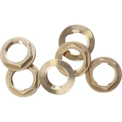 Lot De 6 Écrous De Blocage Hexagonaux À Bride, Filetage Femelle G3/8 Po, Écrou Hexagonal En Laiton, Écrou De Raccord Sanitaire Pour Robinet (1/5)