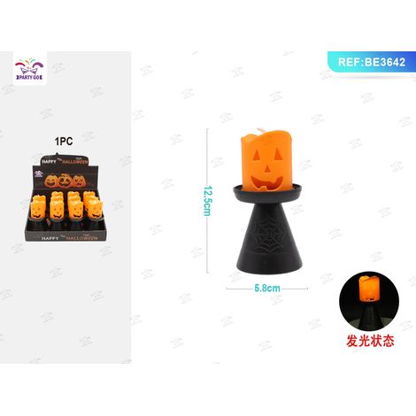 Candela Halloween a forma di zucca con base PartyGo