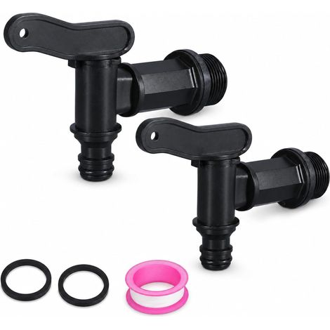Robinet Récupérateur Eau Pluie 2 pièces 3/4" avec joint ruban d'étanchéité (1/5)